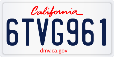 CA license plate 6TVG961