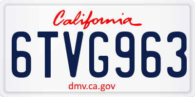 CA license plate 6TVG963