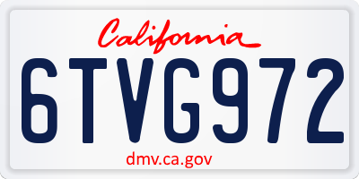 CA license plate 6TVG972