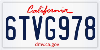 CA license plate 6TVG978