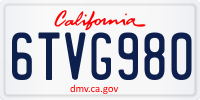 CA license plate 6TVG980