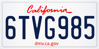 CA license plate 6TVG985