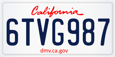 CA license plate 6TVG987