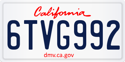 CA license plate 6TVG992