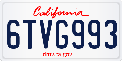 CA license plate 6TVG993