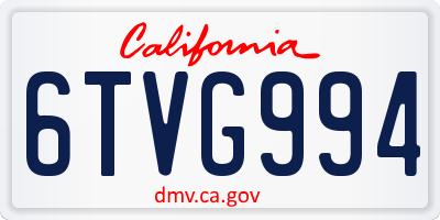 CA license plate 6TVG994