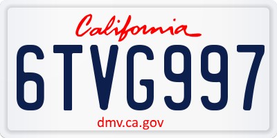 CA license plate 6TVG997