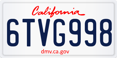 CA license plate 6TVG998