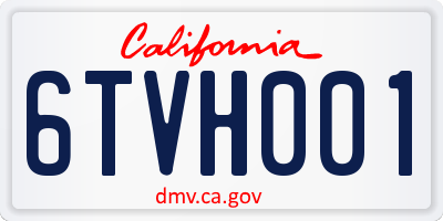 CA license plate 6TVH001