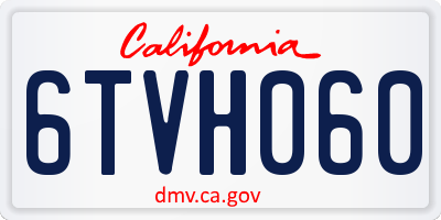 CA license plate 6TVH060
