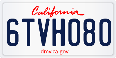 CA license plate 6TVH080