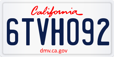 CA license plate 6TVH092