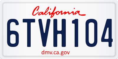 CA license plate 6TVH104