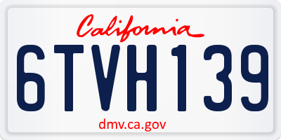 CA license plate 6TVH139