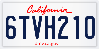 CA license plate 6TVH210