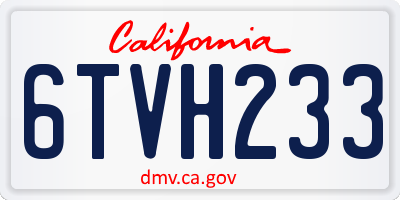 CA license plate 6TVH233