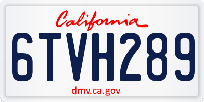 CA license plate 6TVH289