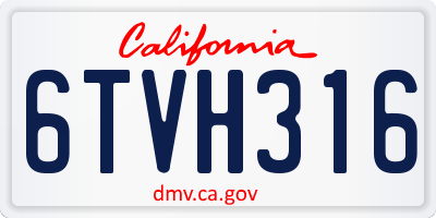 CA license plate 6TVH316