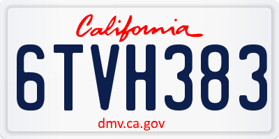 CA license plate 6TVH383
