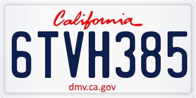 CA license plate 6TVH385
