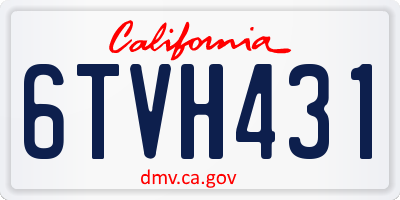 CA license plate 6TVH431