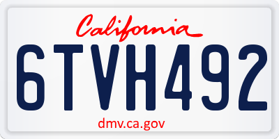 CA license plate 6TVH492