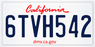 CA license plate 6TVH542