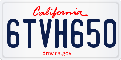 CA license plate 6TVH650