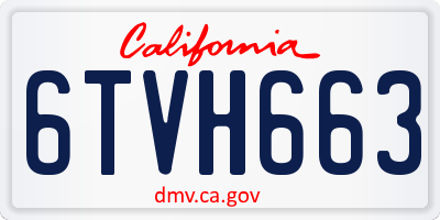 CA license plate 6TVH663