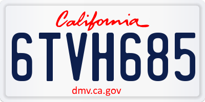 CA license plate 6TVH685
