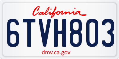 CA license plate 6TVH803