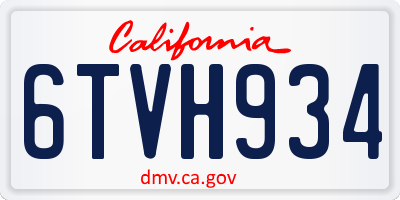 CA license plate 6TVH934