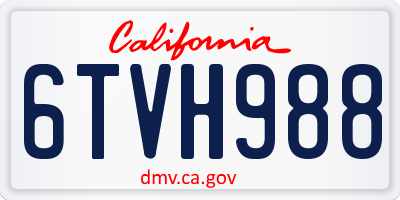 CA license plate 6TVH988