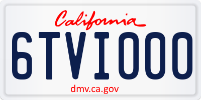 CA license plate 6TVI000