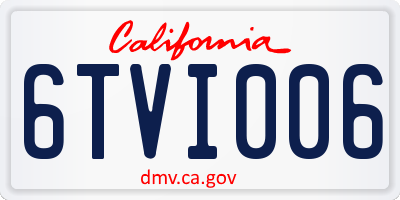 CA license plate 6TVI006