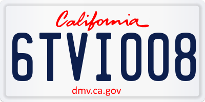CA license plate 6TVI008