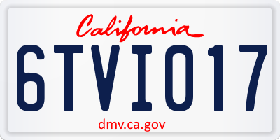 CA license plate 6TVI017
