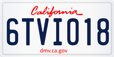 CA license plate 6TVI018