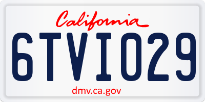 CA license plate 6TVI029