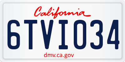 CA license plate 6TVI034