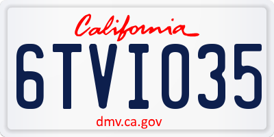 CA license plate 6TVI035