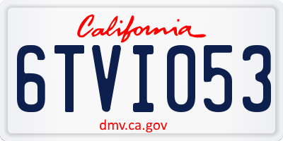 CA license plate 6TVI053
