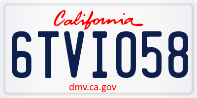 CA license plate 6TVI058