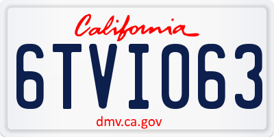 CA license plate 6TVI063