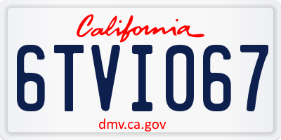 CA license plate 6TVI067