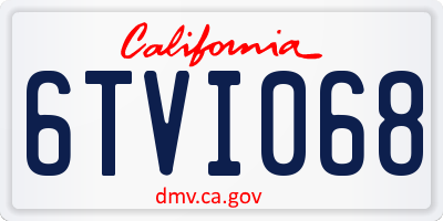 CA license plate 6TVI068