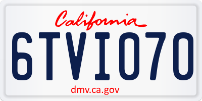 CA license plate 6TVI070