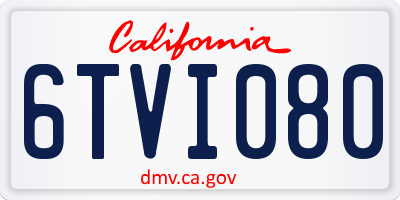 CA license plate 6TVI080