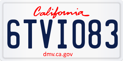 CA license plate 6TVI083