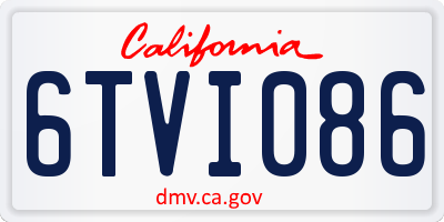 CA license plate 6TVI086